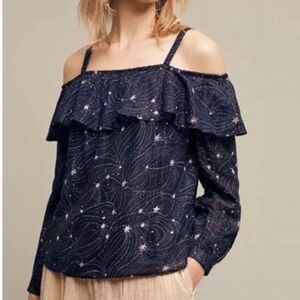 Floreat Midnight Blue Off-Shoulder Blouse